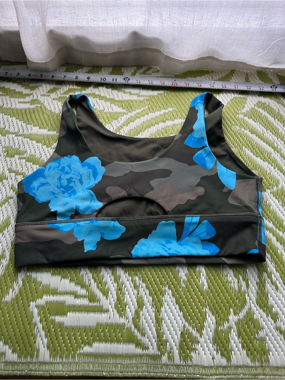 aerie Floral Camo Swim Crop Top - Blue & Olive